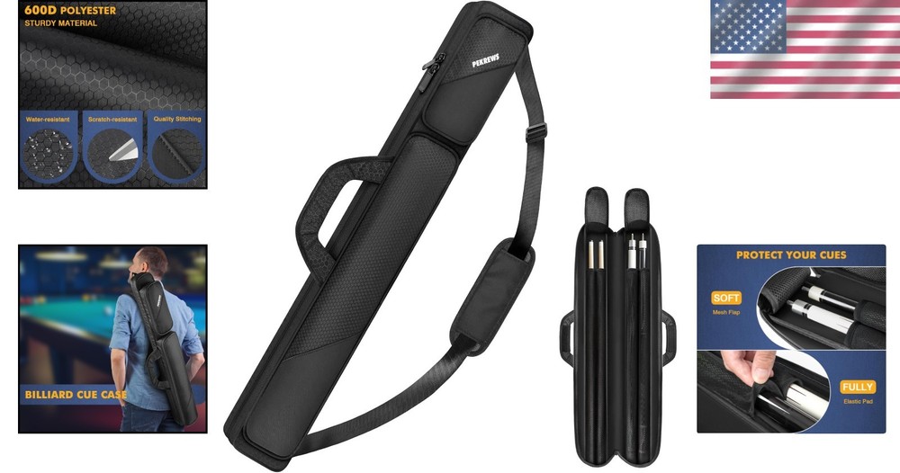 Stylish 2x2 Pool Stick Bag - Heavy-Duty Polyester with Adjustable Shoulder Strap