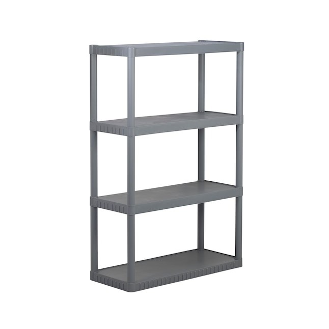 Project Source 4 Tier Plastic Shelving Unit Gray Utility Storage Rack