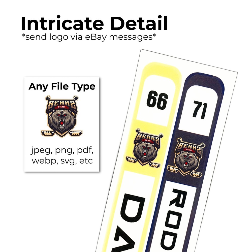 Personalized Hockey Stickers Bundle | Custom Stick, Numbers, and Logo Decals