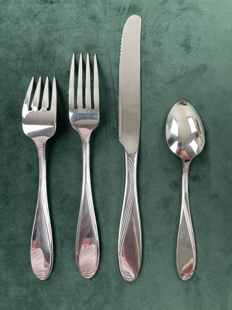Oneida Stainless Windswept Scroll Flatware Place Setting Fork Spoon Knife USA