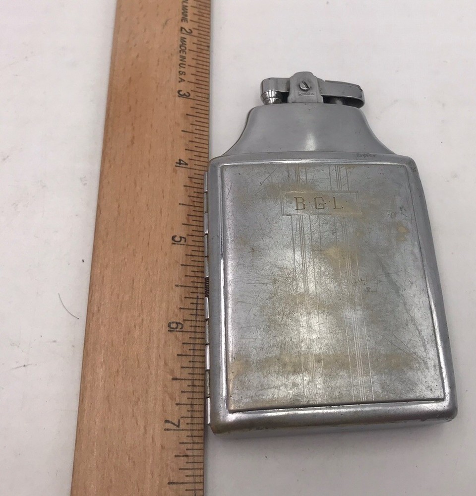 ART DECO RONSON MASTERCASE LIGHTER AND CIGARETTE CASE COMBO Inscribed