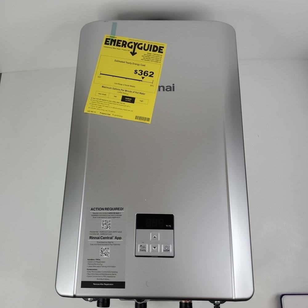 Rinnai RE160IP Internal Tankless Water Heater 160k Btu 6.6 gpm max PROPANE