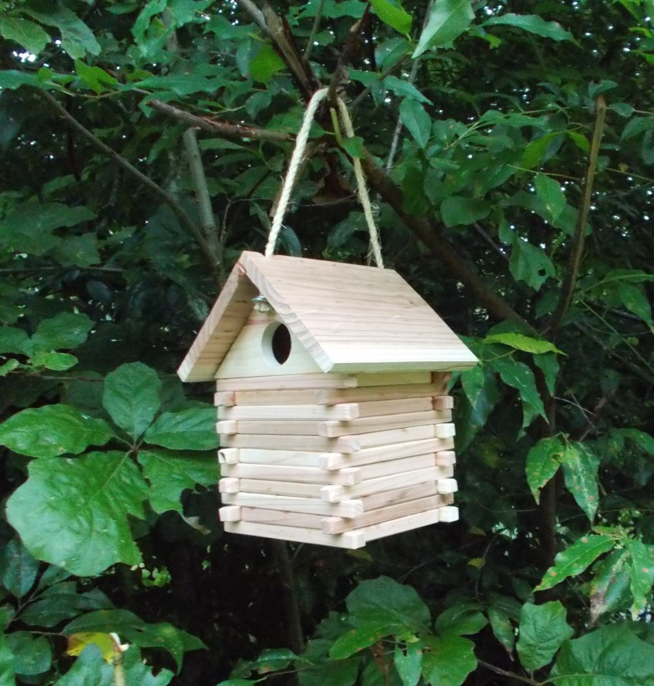 Log Cabin Bird House Handmade