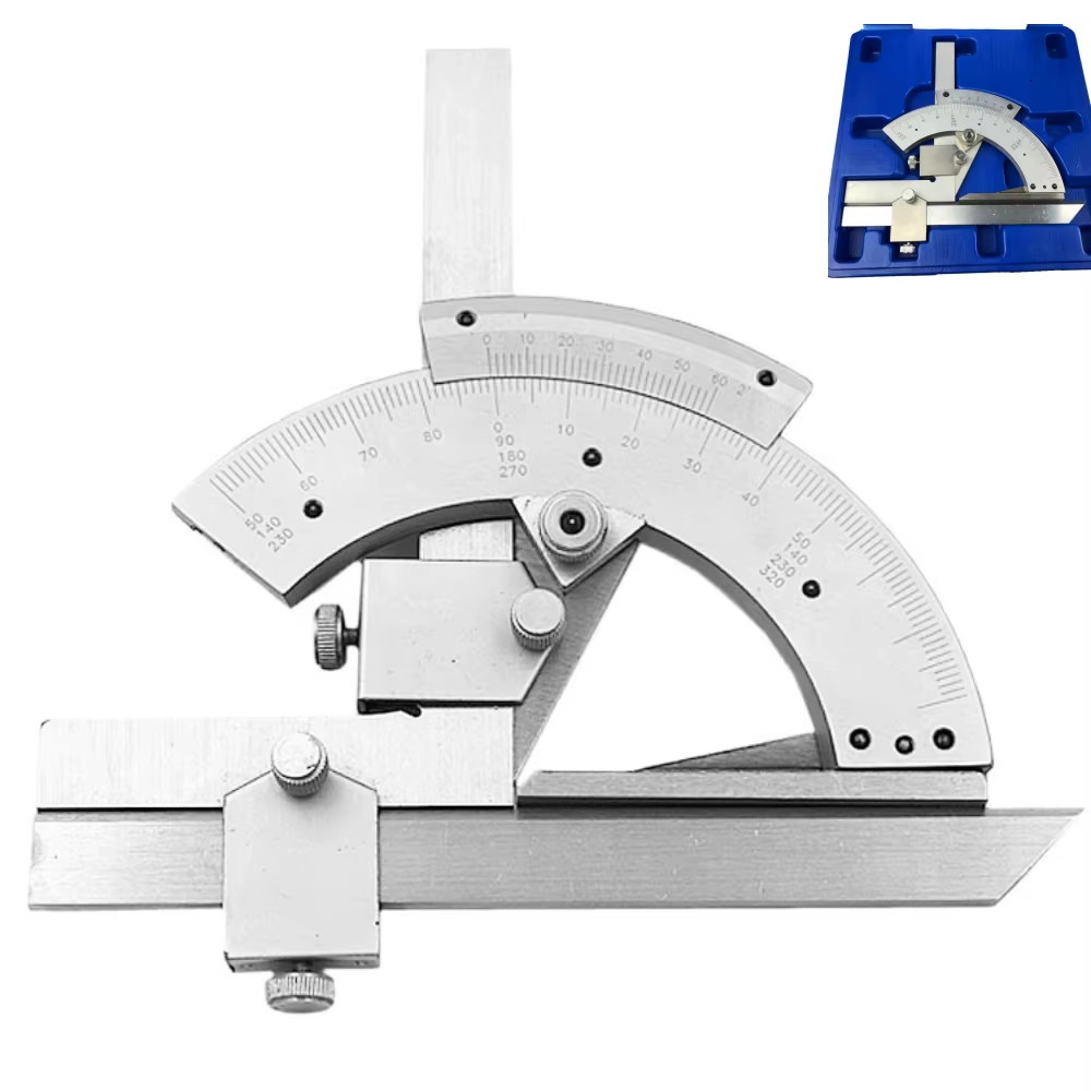 320° Universal Protractor 0.02 Precision Goniometer Angle Measuring Finder Ruler