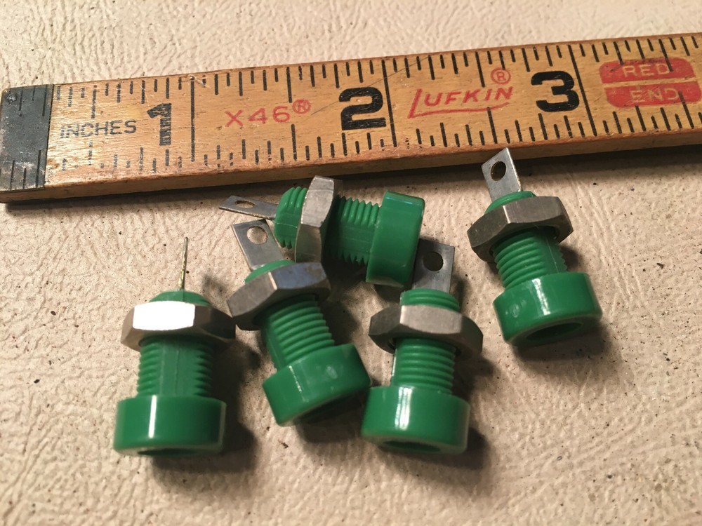 5 Pomona Electronics Panel Mount Banana Jack, New, Green