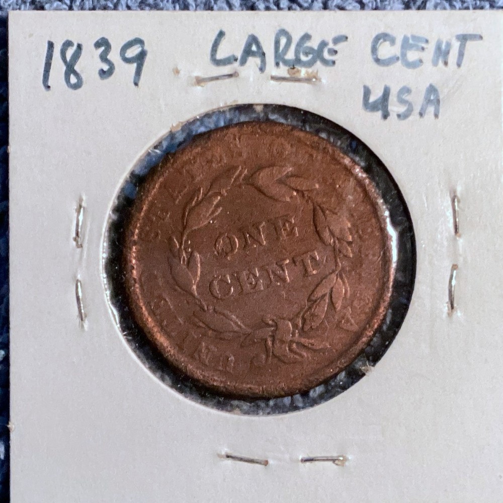 1839 Matron Head Modified Large Cent Penny- Young Head. $1 shipping