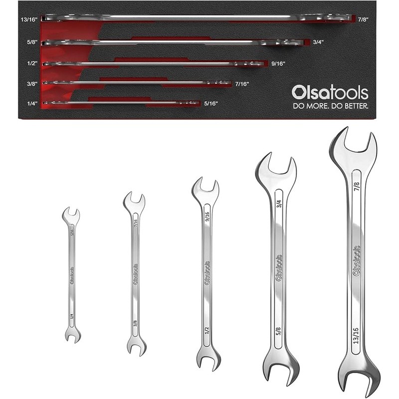 5PC Slim Profile Wrench Set SAE Dual Open End Flat Spanner Mechanics Tool New