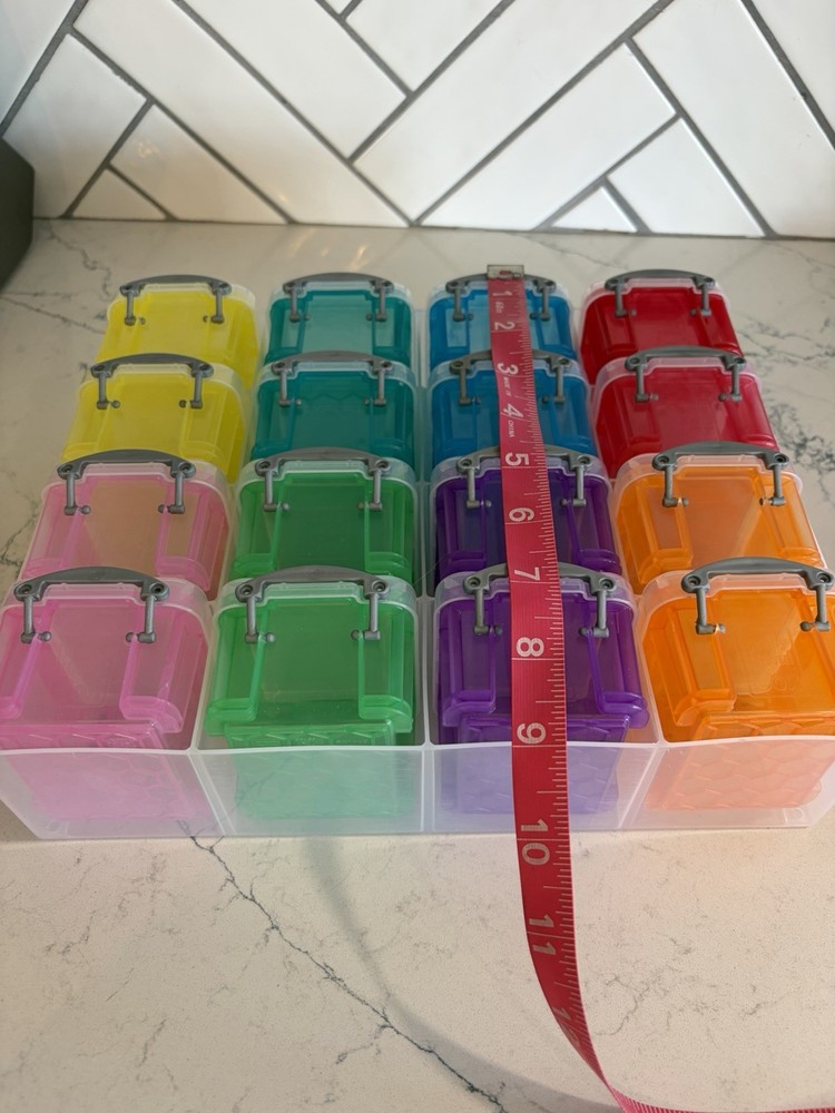 Really Useful Box 16 Box Organizer 0.14 Liter Boxes Assorted Colors Latch Lids