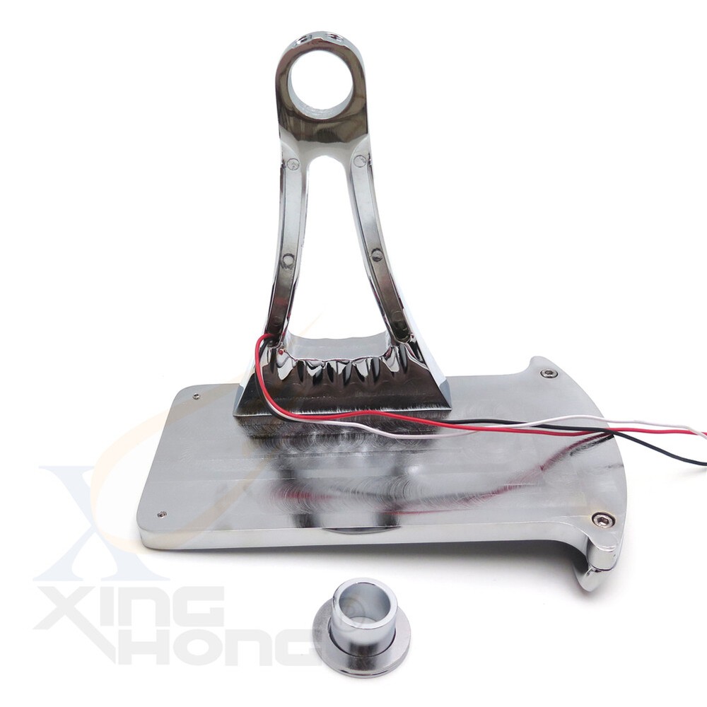 Side Mounted Verticle Chrome License Plate Assembly LED Tail Brake Light