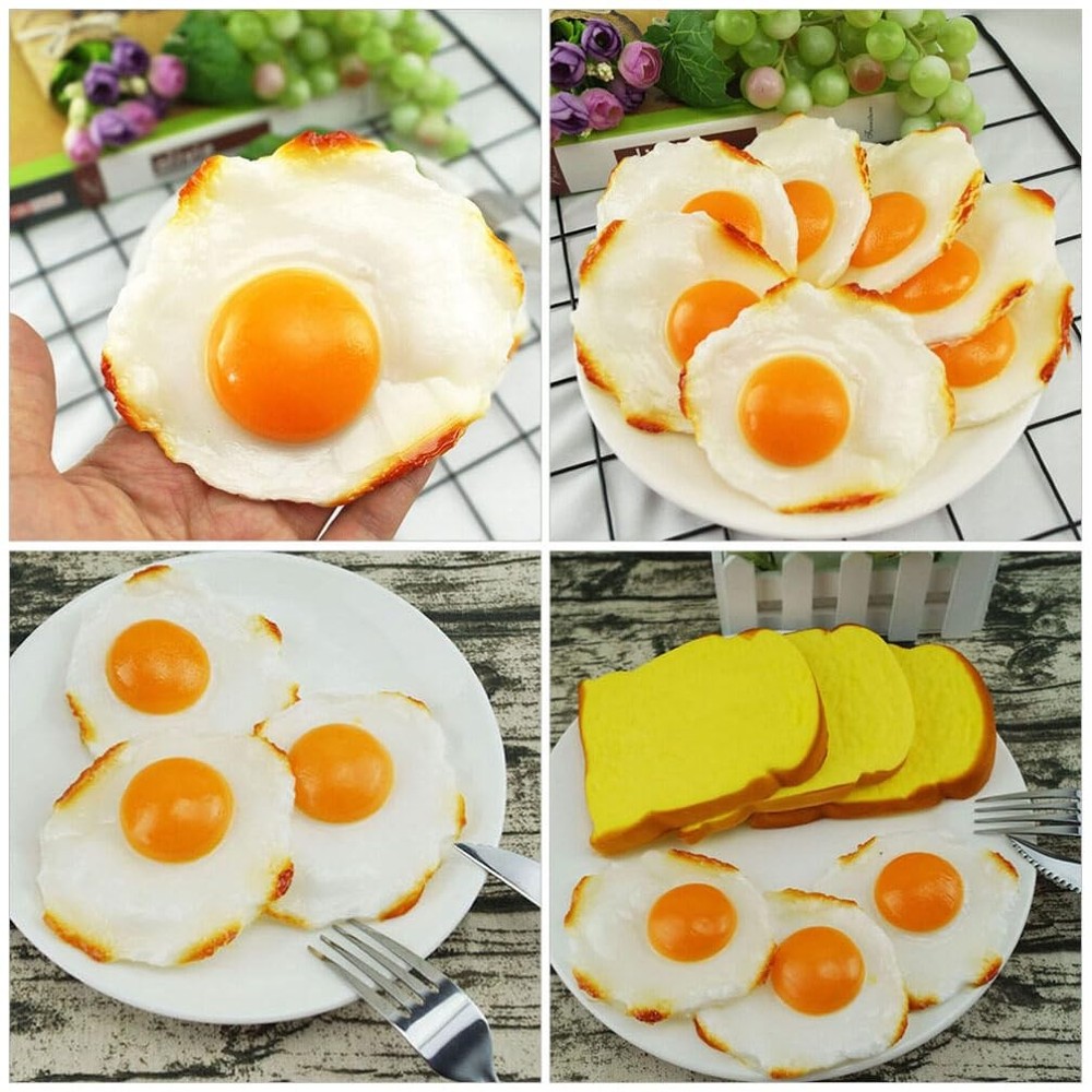 Fried Egg Model 4PCS Artificial Decor Fake Simulation Food Home Kitchen Display