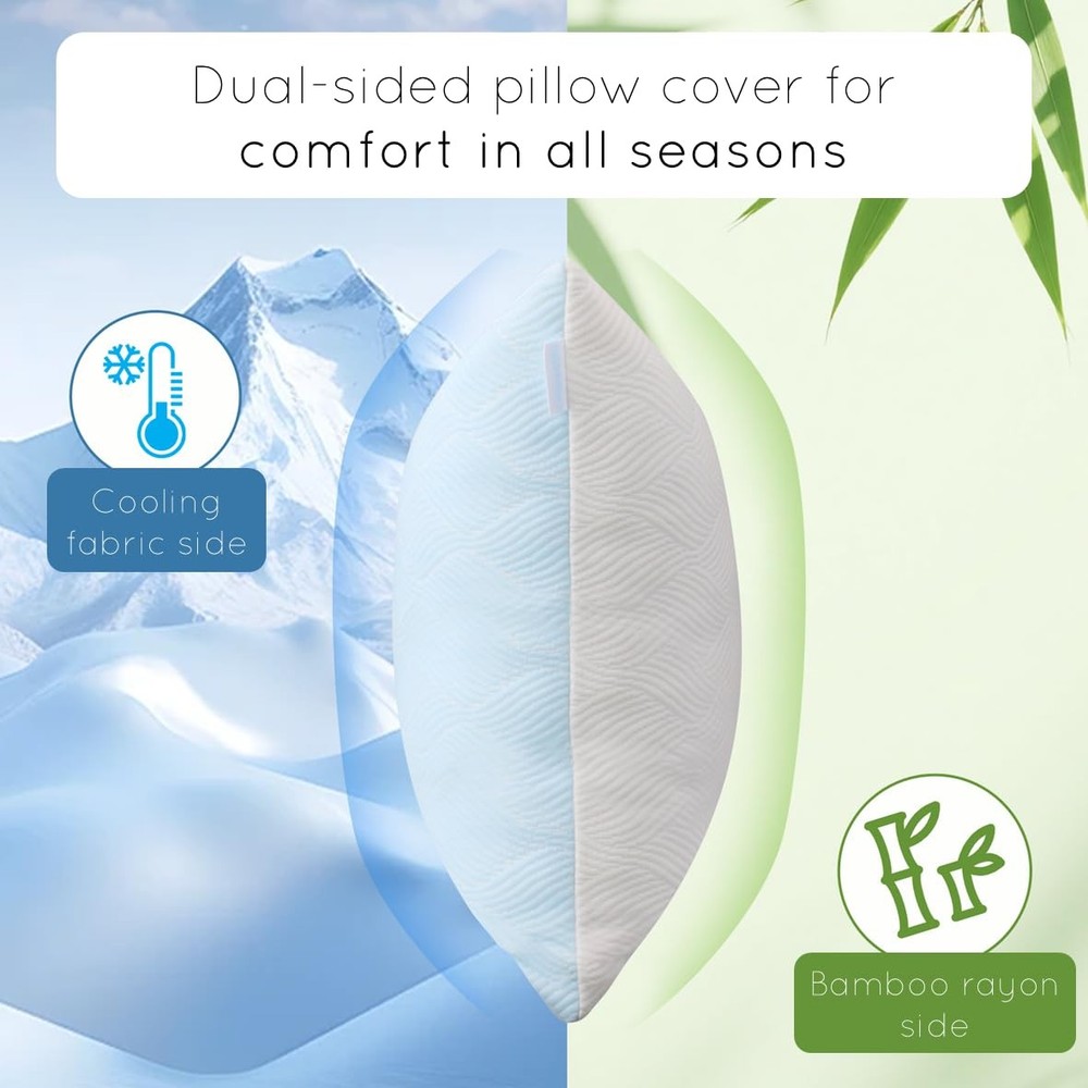 pillosophy Original Adjustable Loft Pillow Queen (20" x 30"), Blue / White