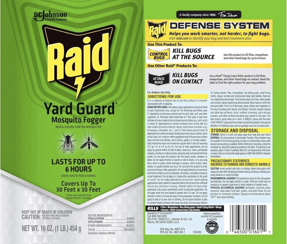 3pk - Raid Yard Guard Mosquito Fogger - 16 oz.