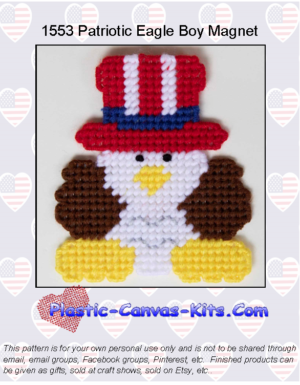 Patriotic Eagle Magnet-Plastic Canvas Pattern or Kit