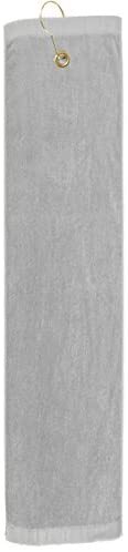 Premium Velour Golf Towel with Tri-fold Hook & Grommet Placement-Silver