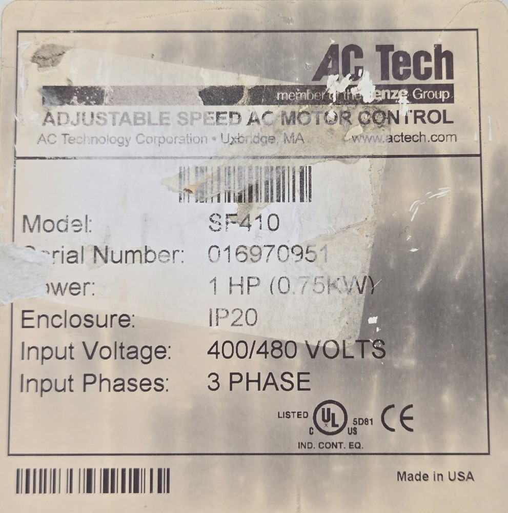 Lenze AC Tech SF410 Adjustable Speed AC Motor Control