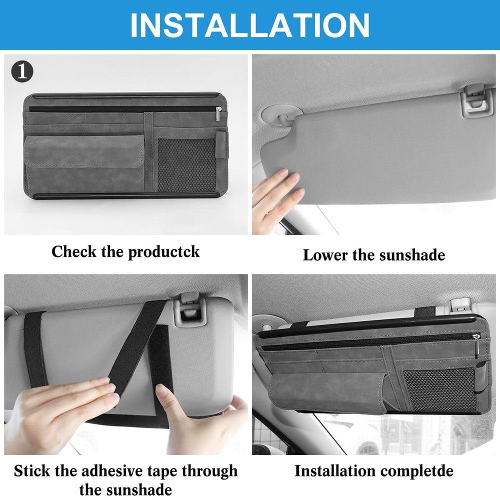 HADEEONG Sun Visor Organizer, Multi-Pocket Auto Visor Organizer for Car, SUV ...