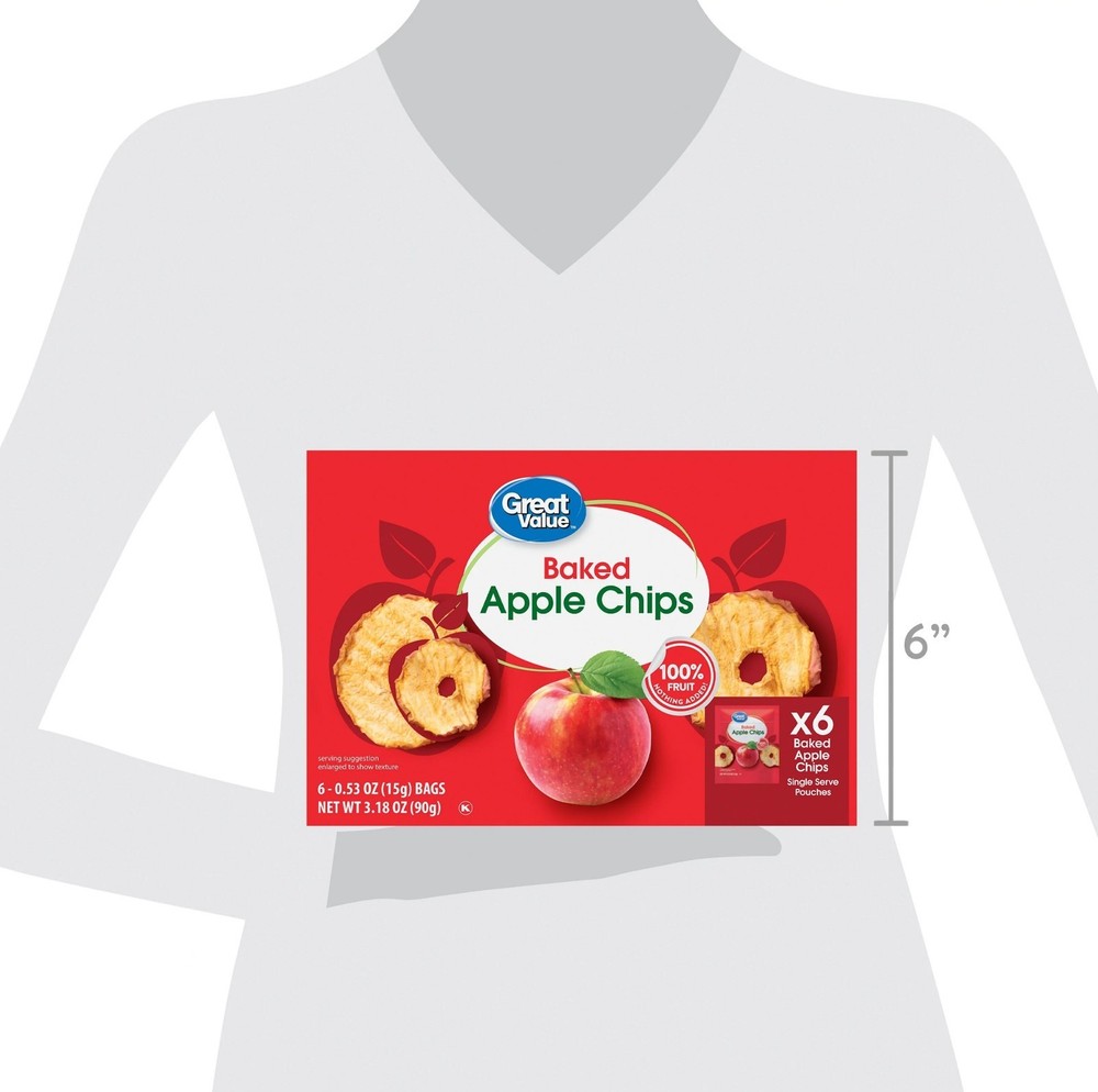 Great Value Baked Apple Chips, 0.53 oz, 6-Count Pack