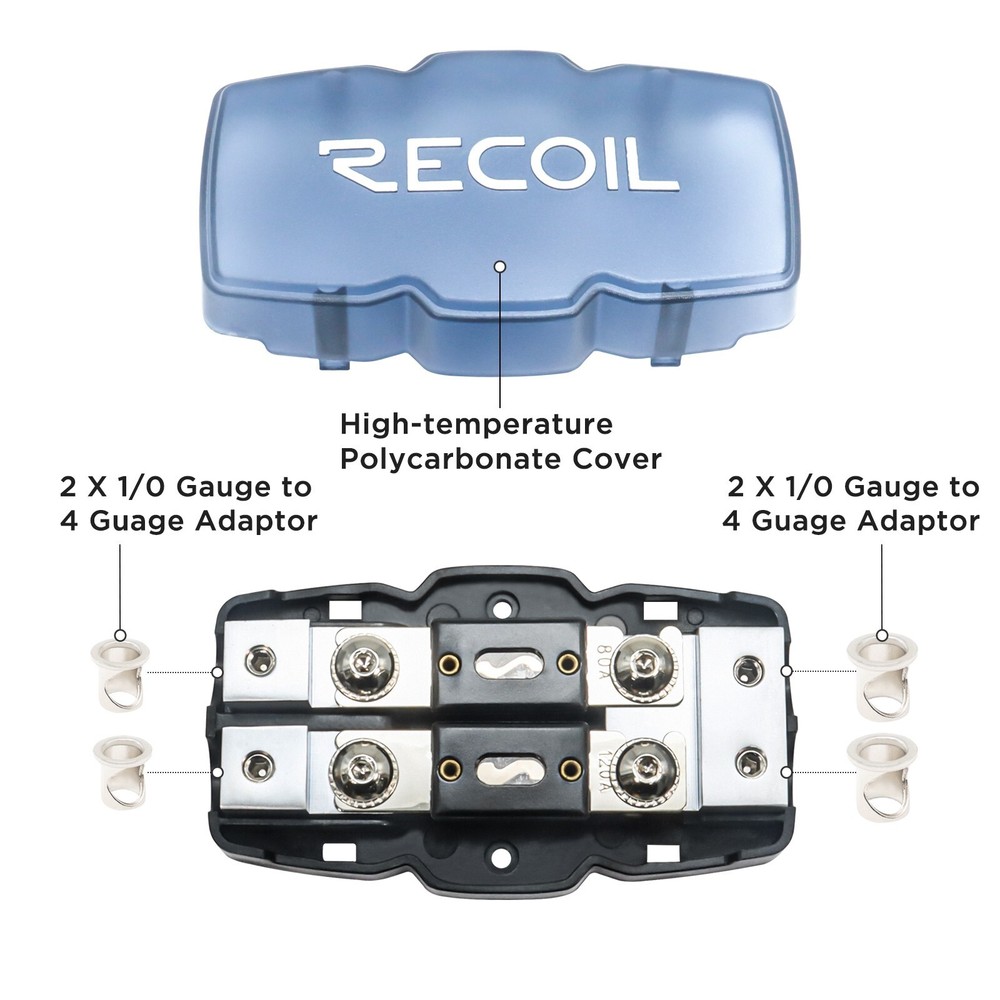Recoil AFH22 2-Way ANL Fused Distribution Block, Solid Brass