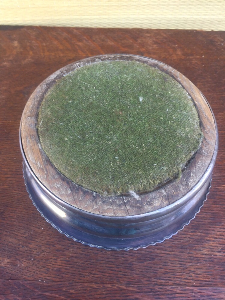 Antique Silver Plated Wine Coaster - Wood Bottom unmarked