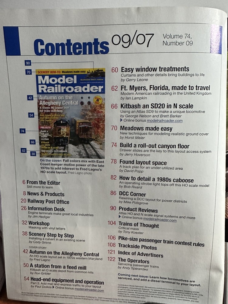 Model Railroader Magazine - September 2007 - Add Express and Mail Operations