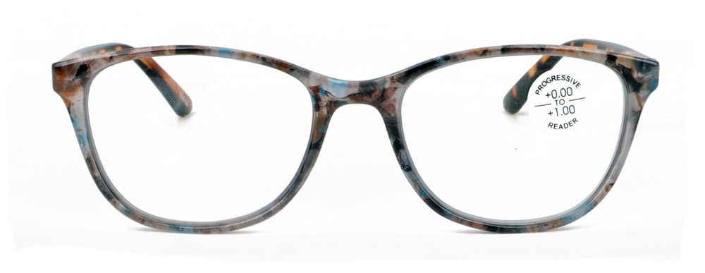Women Marble Print Clear Progressive Reading Glasses - Zero Power On Top Reader