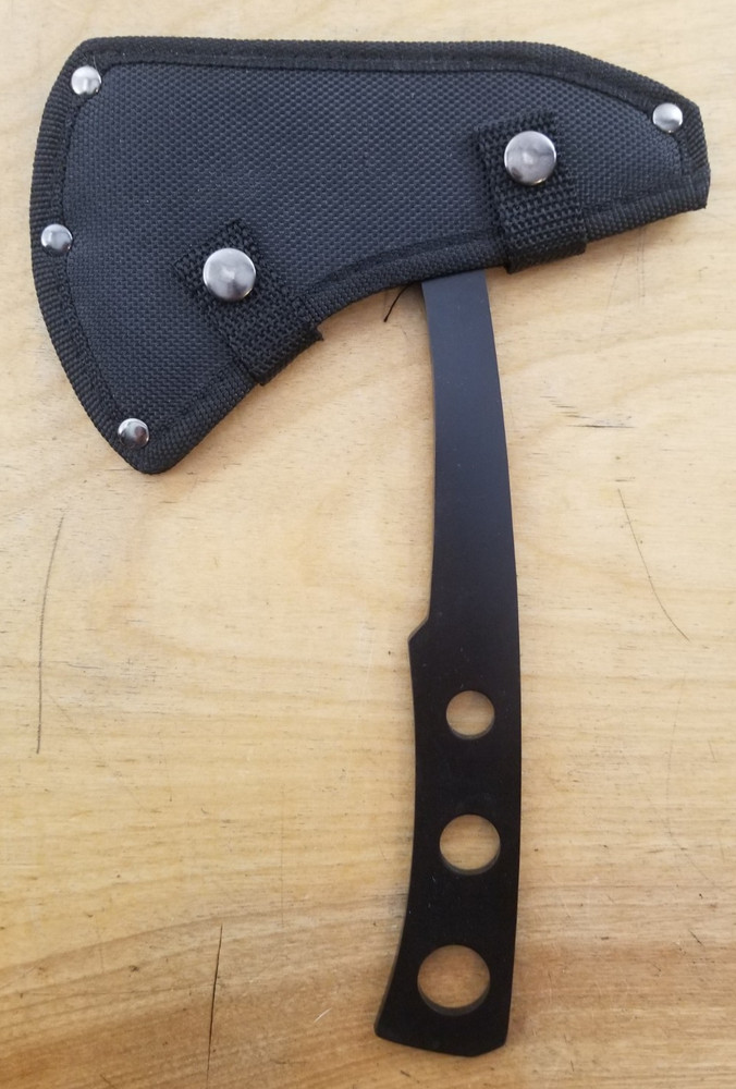 Perfect Point 9.5" Black Stainless Throwing Axe with Sheath