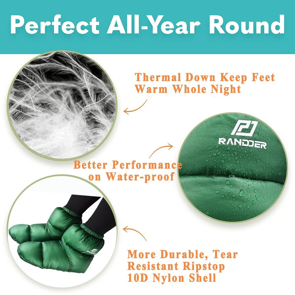 Down Booties Warm Socks 10D Nylon Ultralight Sleeping Sock for Camp, Backpack...