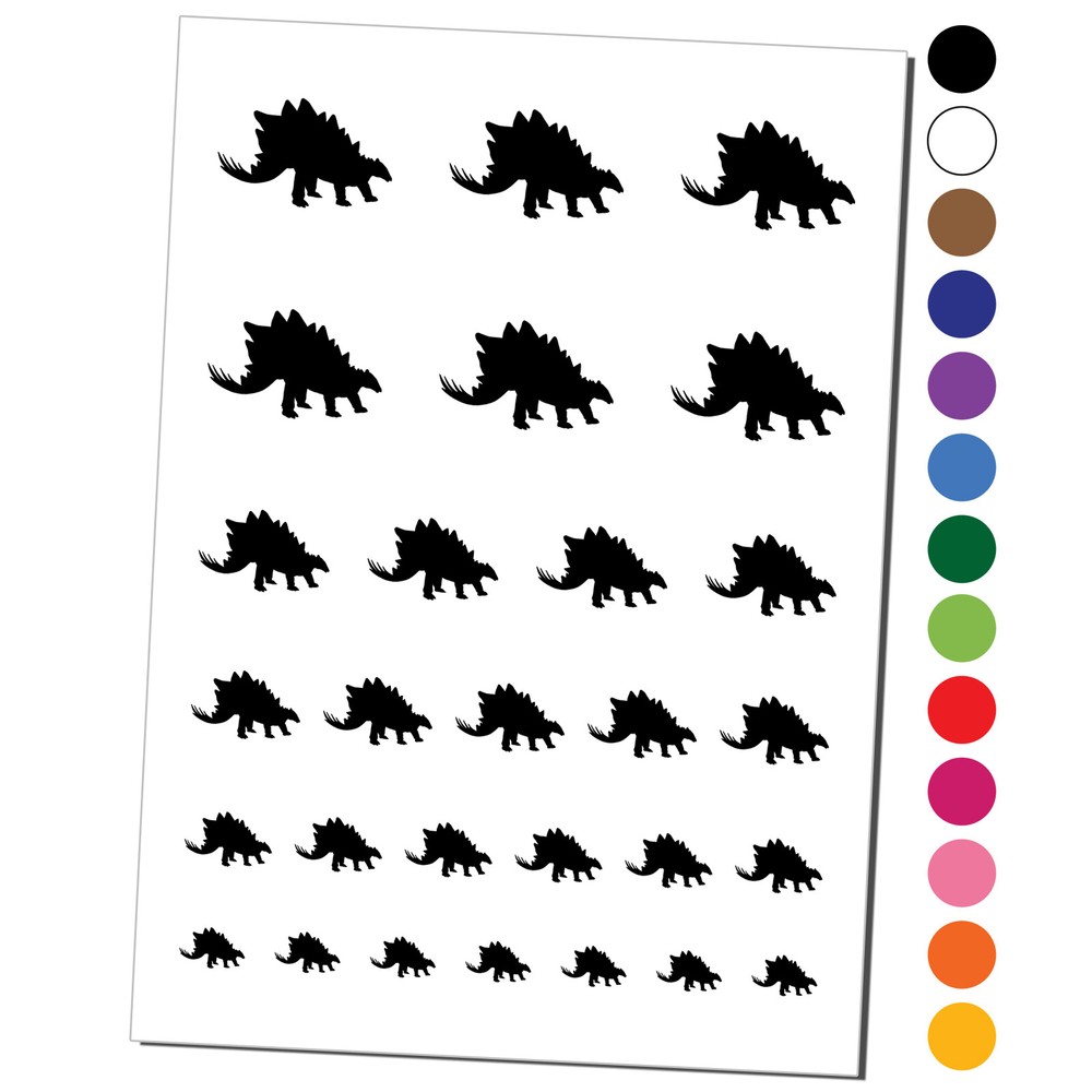Stegosaurus Dinosaur Solid Temporary Tattoo Water Resistant Set
