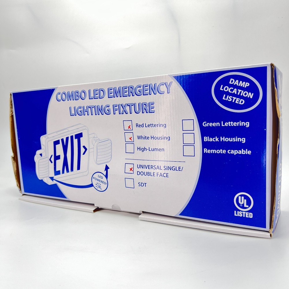 CBMC LED Exit & Emergency Thermoplastic Combo w/ Remote Capacity