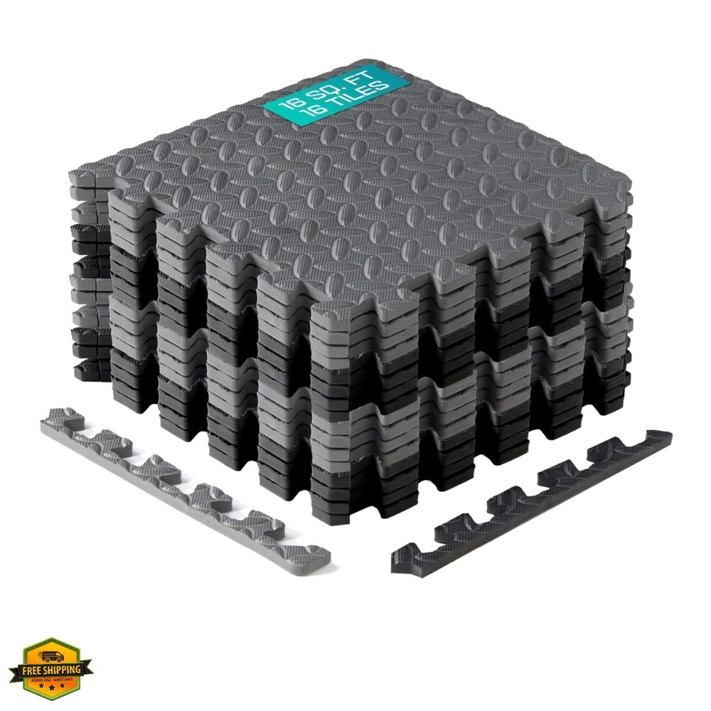EVA Interlocking Mats, Puzzle Floor Tiles, Foam Floor Padding with Border for...