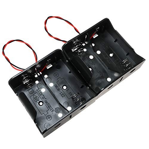 E-outstanding Battery Box 2PCS 2X D Cell Black Side by Side Battery Holders