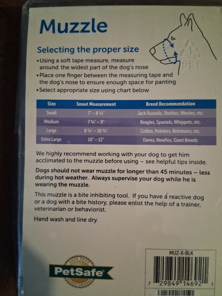 New, PetSafe, Adjustable Dog Muzzle (XL)