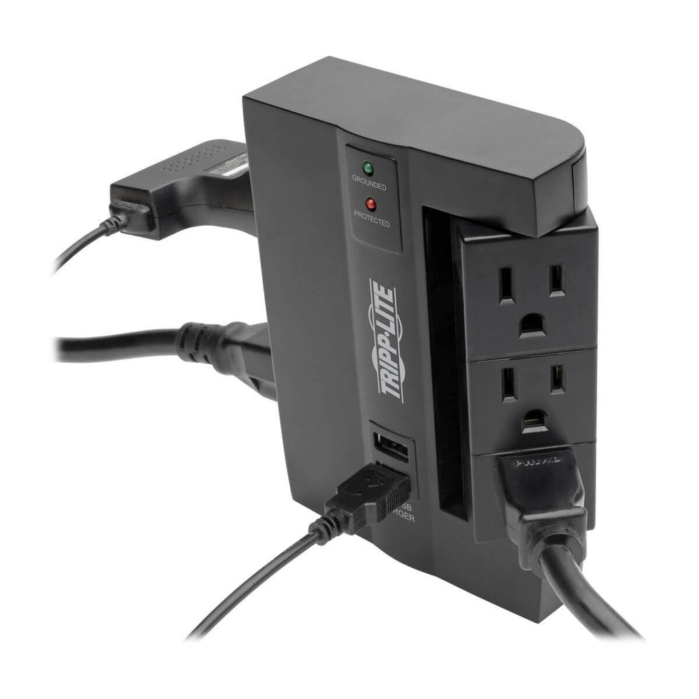 Tripp Lite Surge Protector Direct Plug-In 6 Outlet 3 Rotatable Outlets, 2 x USB