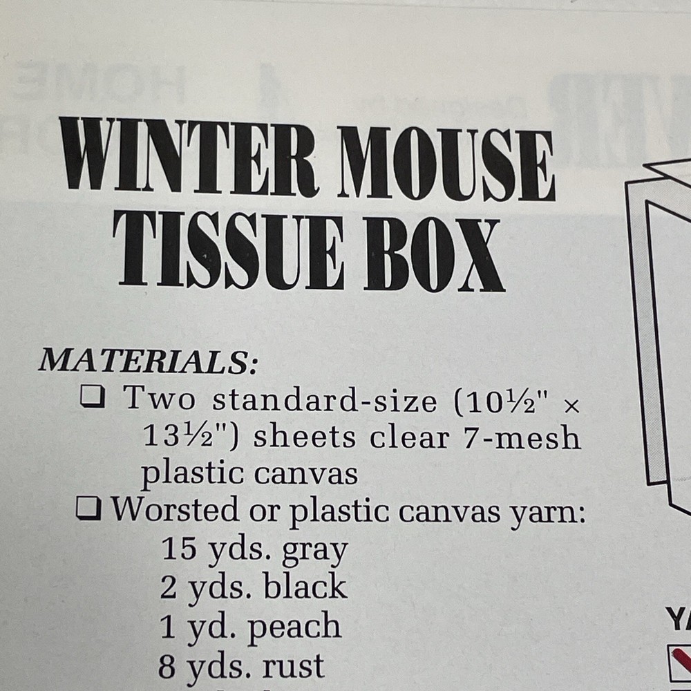 Winter Mouse Tissue Cover Annie's Attic Plastic Canvas Pattern