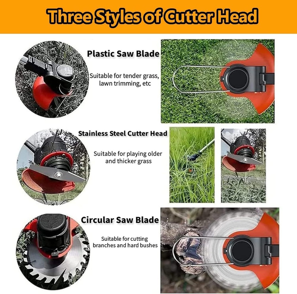 Electric Cordless Grass String Trimmer Lawn Edger Weed Wacker Cutter + 2 Battery