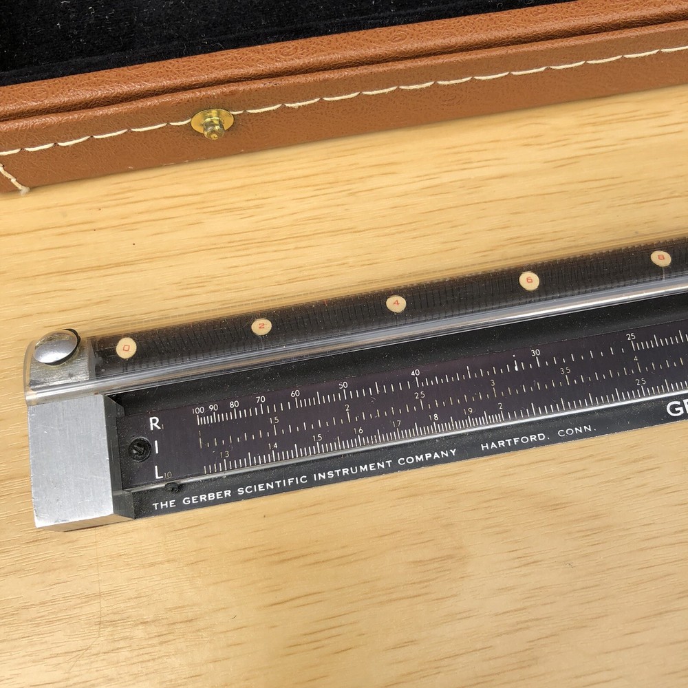 Vintage Gerber Variable Scale Engineering Slide Rule Model TP007100B With Case