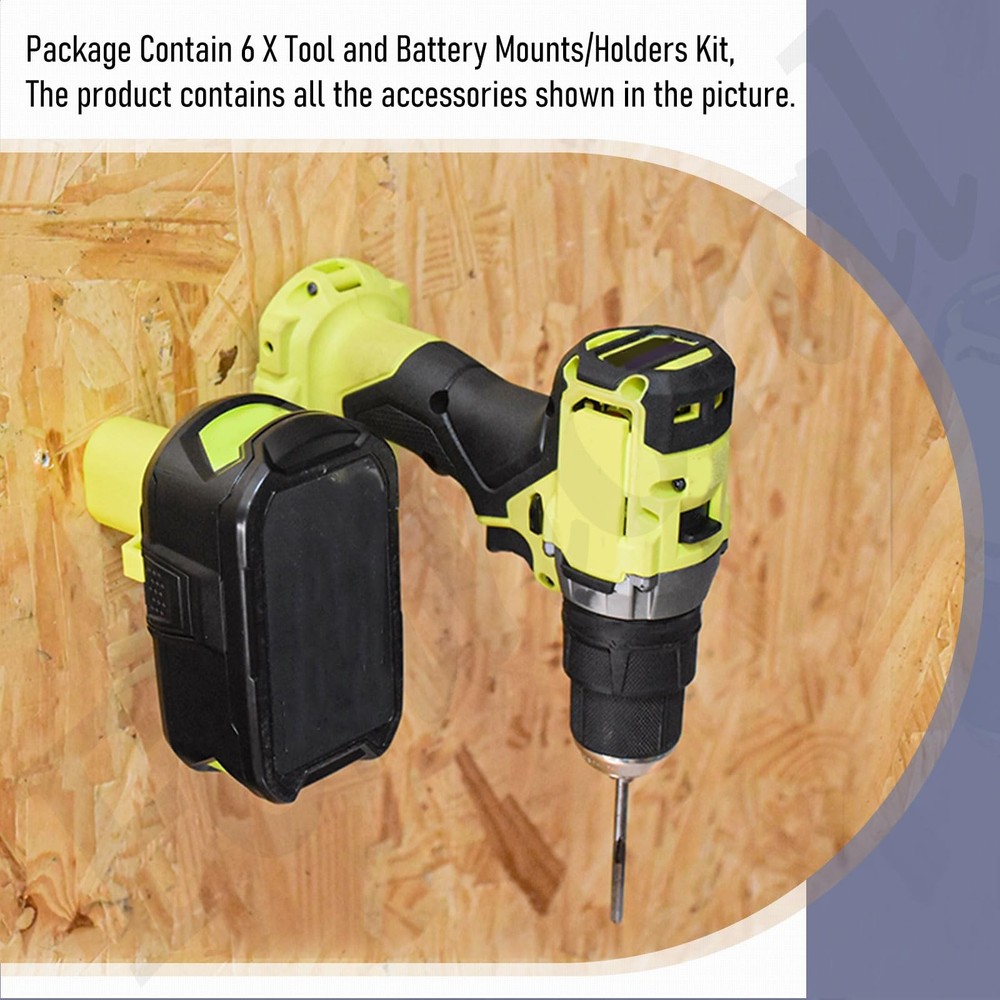 12 Pack Battery Holder Set for Ryobi 18V Tool – Wall Mount Storage Organizer for