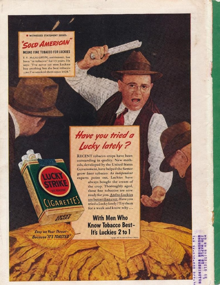 Magazine Ad - 1939 - Lucky Strike cigarettes - E.E. McLaughlin