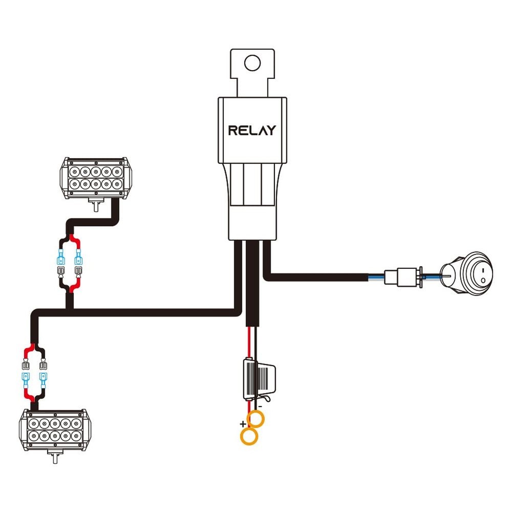LED Light Bar Wiring Harness Kit 18AWG 12V Trailer Light Switch Relay Blade F...
