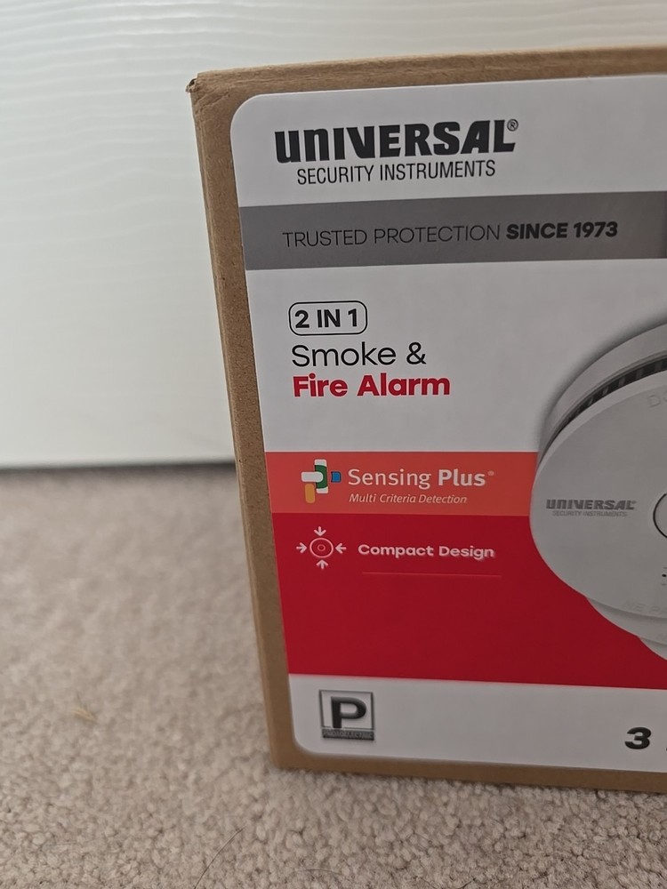 Universal Security Instruments Replaceable 2 In 1 Smoke & Fire Alarm, 2 Pack