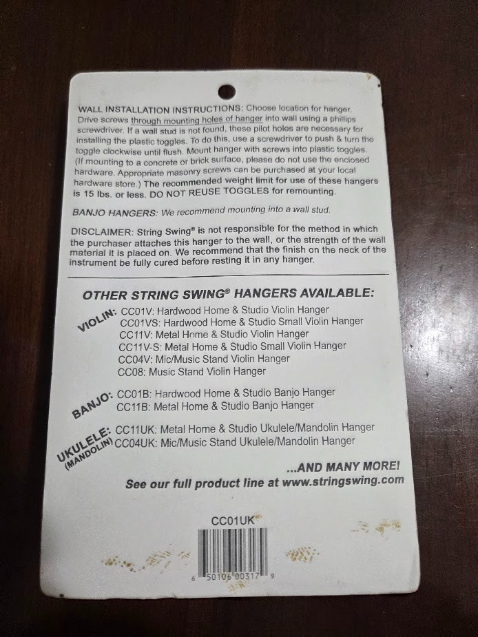 NEW String Swing Hardwood Oak Hanger for Ukelele / Mandolin, Home or Studio