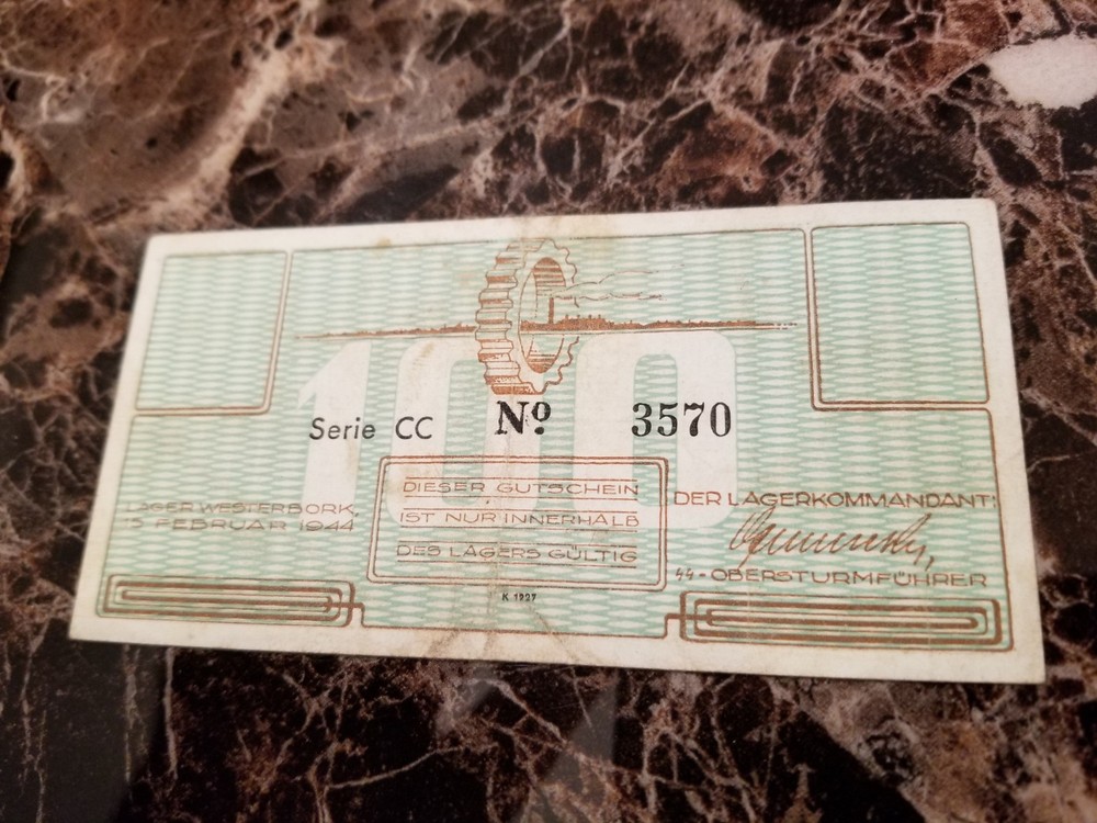 100 Cent Netherlands Westerbork Concentration Camp Currency Bill Note kz