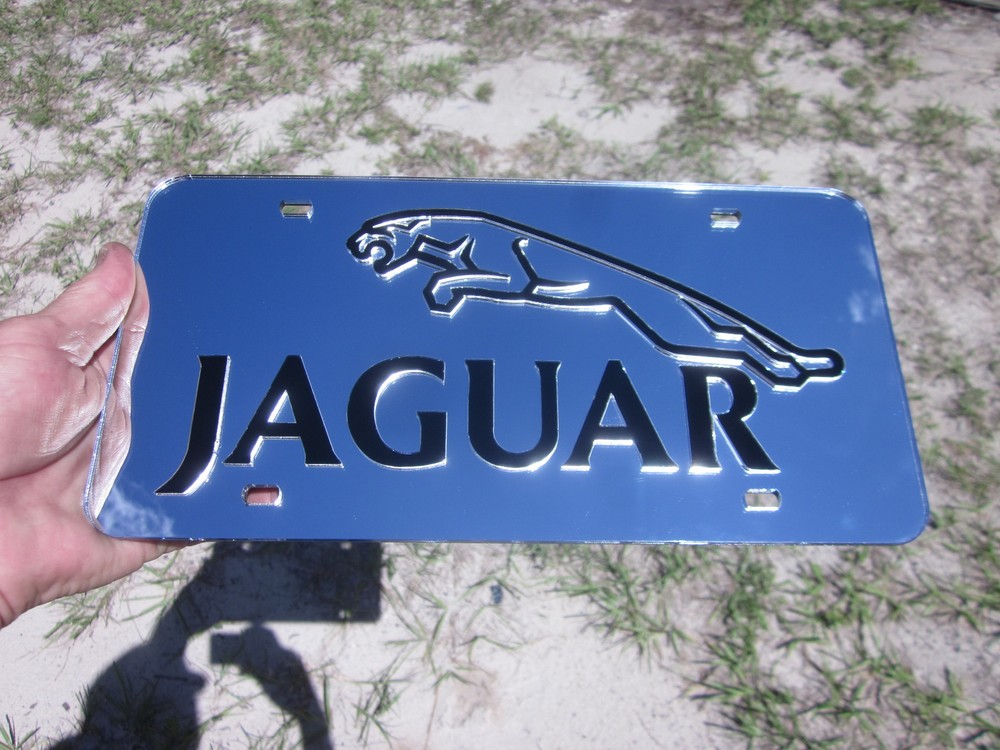 Jaguar Chrome Mirror License Plate Auto Tag