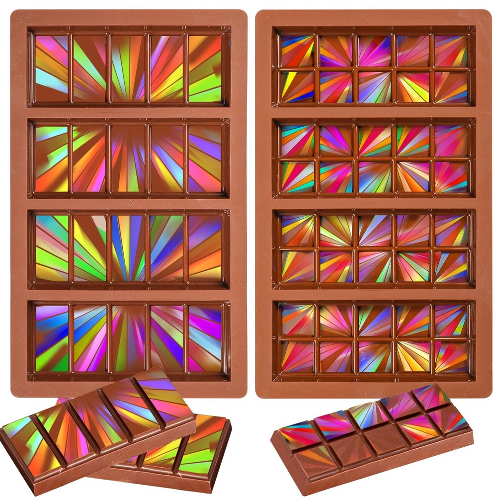Webake 2pcs Holographic Chocolate Molds, Silicone Standard,