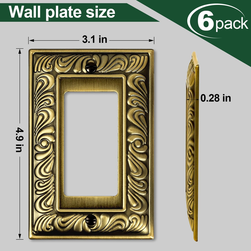 Antique Brass Decorative Decorator Light Switch Covers Wall Plate Rocker Switch