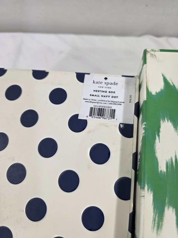 Kate Spade Nesting Boxes Poke A Dot And Green/white- Size Small And Medium