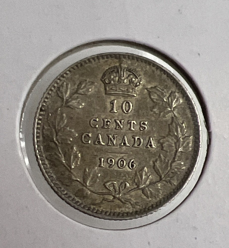 1906 Canada 10 Cent Silver Dime Coin