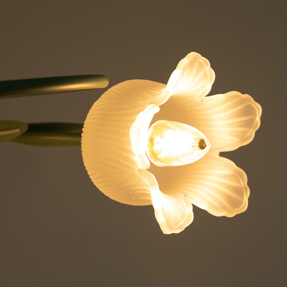 Mid Century Ceiling Light 4-Light Rounded Floral Shade Ceiling Chandelier