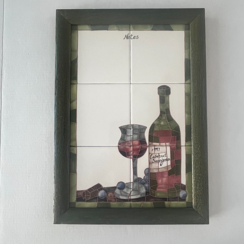 1997 Cabernet Wine Write on Wipe Off Notes Ceramic TILES Framed Empty Nest