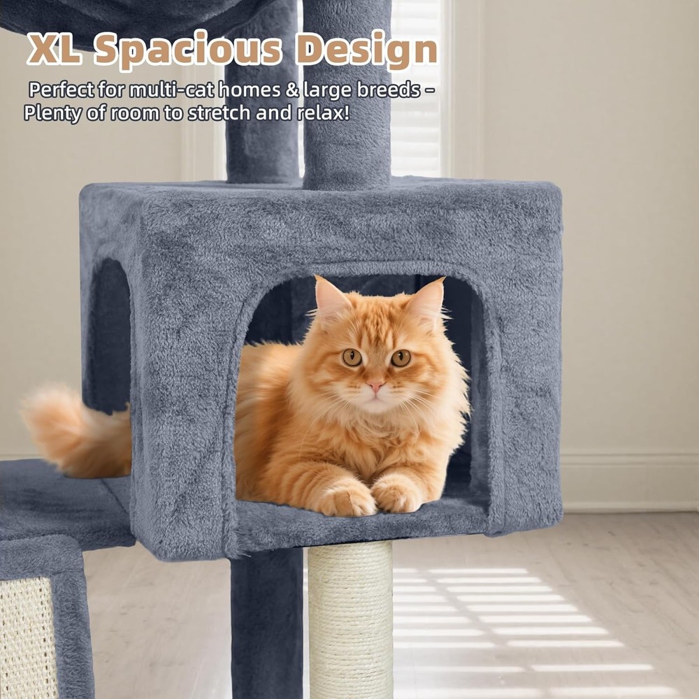 Cat Tree W/ Cat Condo & Two Hammocks Cat Tree W/ Scratching Posts & Scratching